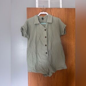 SHEIN Olive Green Textured Romper